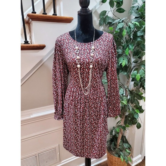 Reoria Women's Brown Polyester Round Neck Long Sleeves Knee Length Dress Size XL - Picture 1 of 11